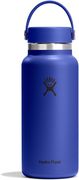 Hydro Flask Water Bottle - Insulated Stainless Steel - Wide Mouth Flex Lid. Non Spill. Leakproof and Refillable in 32 Oz Capri Blue