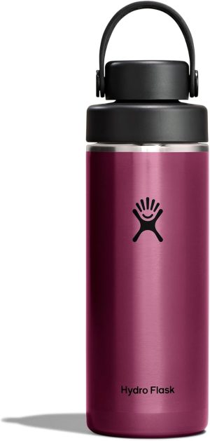 Hydro Flask Lightweight Wide Flex Chug Cap - Insulated Stainless Steel Water Bottle 16 Oz Garnet Red