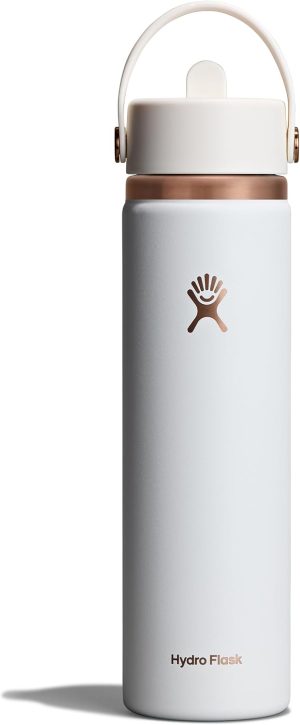 Hydro Flask Water Bottle - Insulated Stainless Steel - Wide Straw Lid. Non Spill. Leakproof in 24 Oz Chalk White Arc