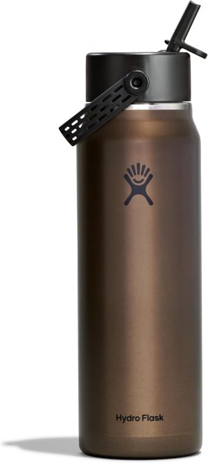 Hydro Flask 32 Oz Lightweight Wide Straw Lid - Insulated Stainless Steel Water Bottle - Hiking. Commuting Obsidian