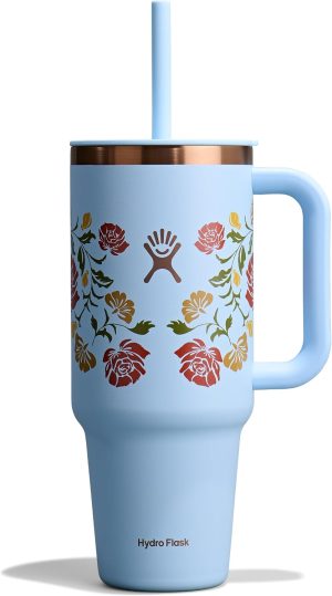 Hydro Flask 40 Oz Travel Tumbler with Handle. Lid and Straw - Insulated Stainless Steel in Western Light Blue